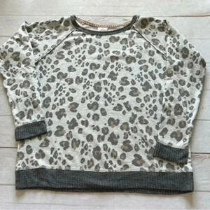 Knox Rose Women's Leopard Print Ivory Sweatshirt Large